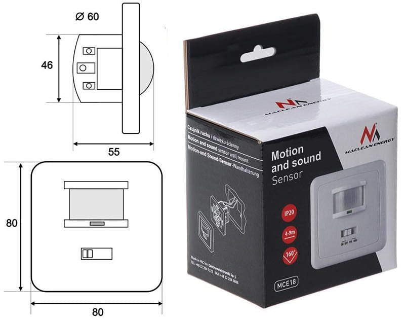 Beweging + geluid sensor - inbouw - 230V