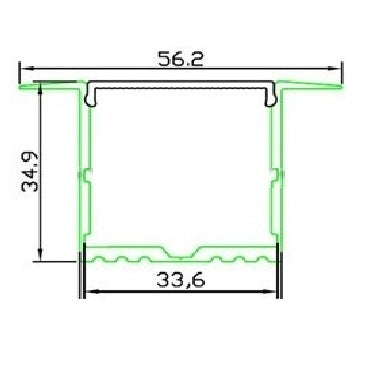 LED Profiel 1 meter - 35mm inbouw XL