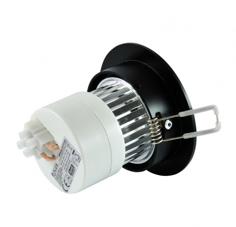 LED spot - compleet armatuur - aluminium rond - zwart/zilver - warm wit