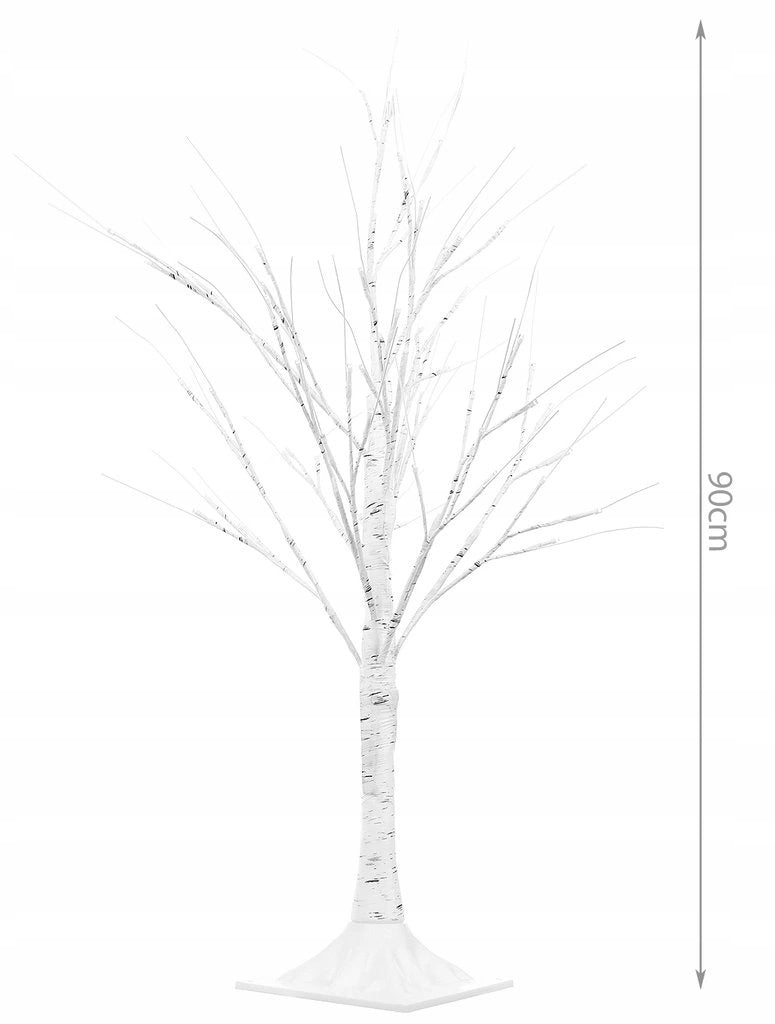 Kerstboom met LED - 90cm - 60 LEDs - Warm wit - Wit