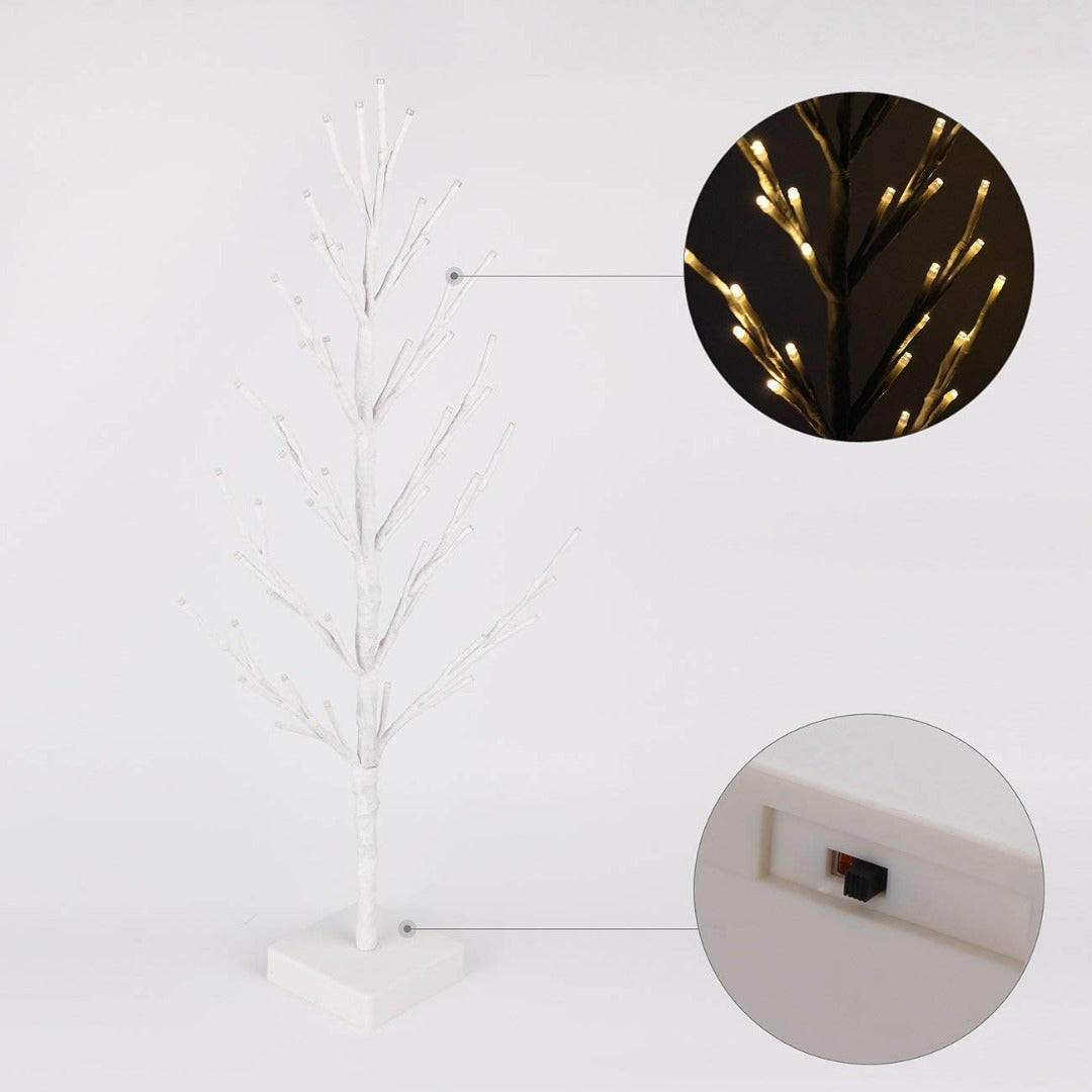 Kerstboom met LED - 60cm - 51 LED - Warm Wit - wit
