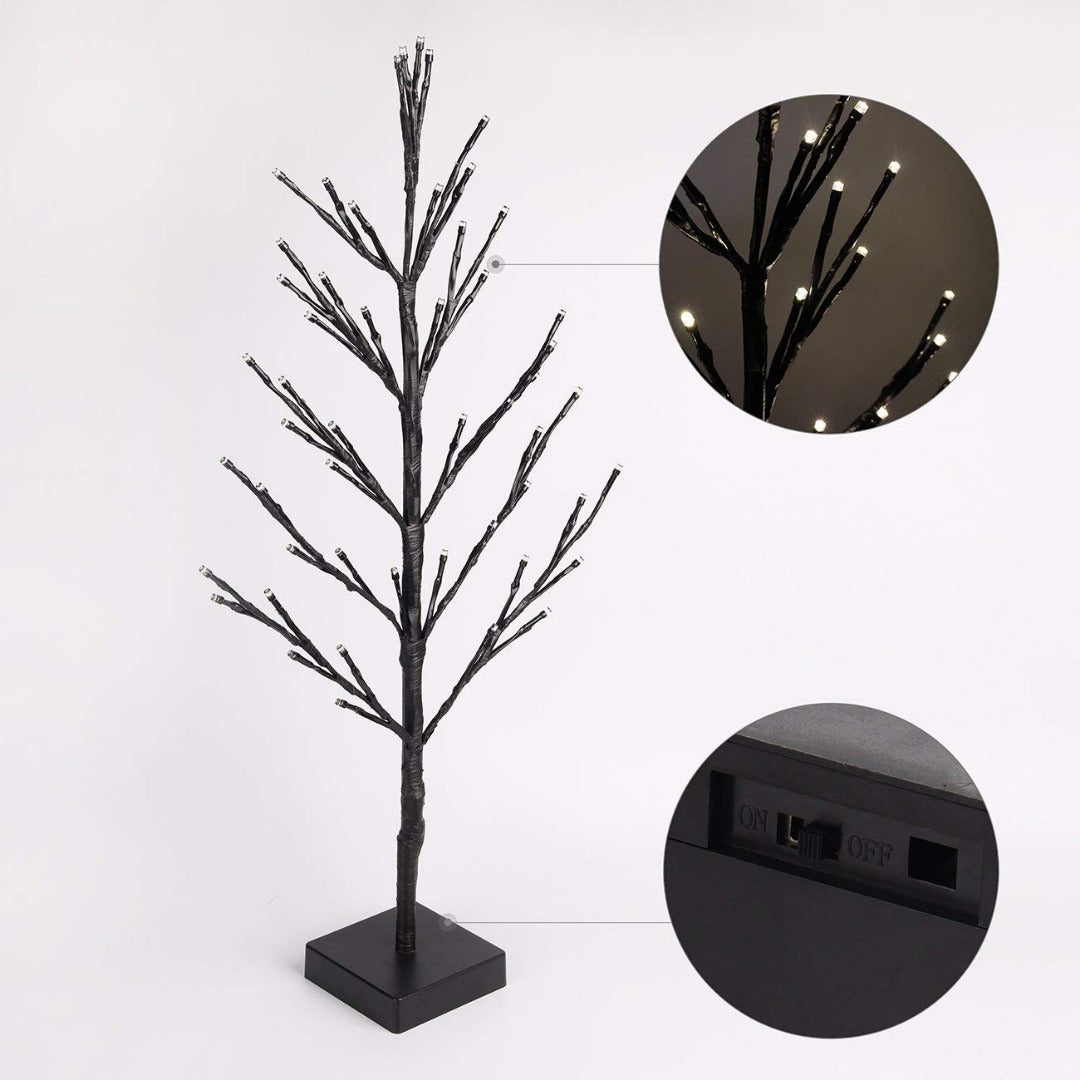 Kerstboom met LED - 60cm - 51 LED - Warm Wit - zwart