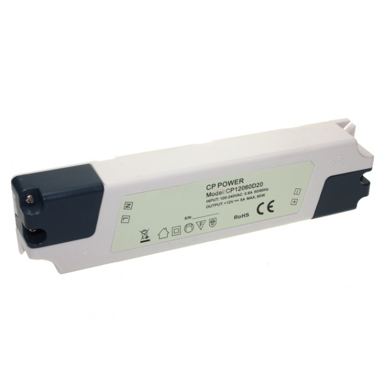 Inbouw adapter / voeding 12V / 5A 60W – ABC-Led
