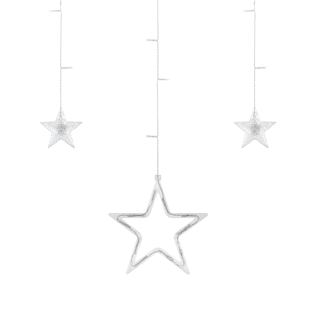 LED Sterrengordijn kerst - 12 sterren - warm wit - 138 leds - Koppelbaar