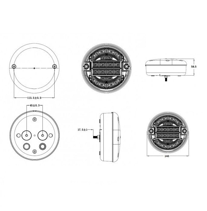 LED achterlicht / knipperlicht unit rond 20 LEDs