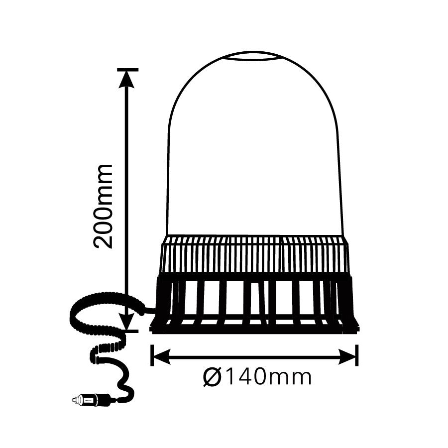 ORANJE dakzwaailicht - 24 LED - R10 / R65 - Magneet bevestiging