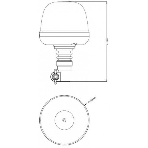 ORANJE dak zwaailicht - 10 LED - R10 / R65 - beugel bevestiging - flex