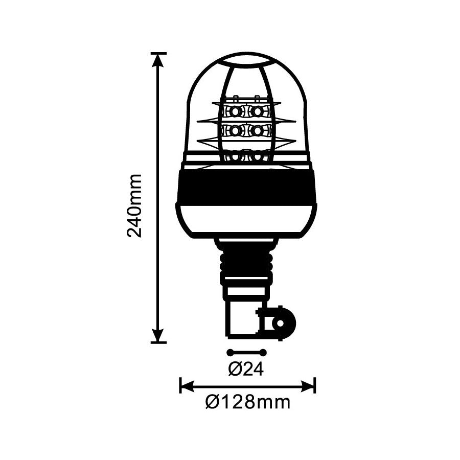 ORANJE dakzwaailicht - 18 LED - R10 / R65 - Beugel bevestiging - Flex