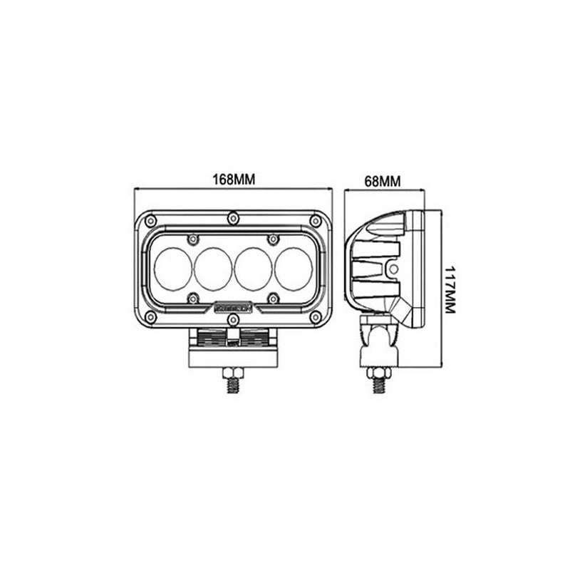 LED SPOT - 4 x 3 watt - front light - WIT - OFF-ROAD - Rectangle L0106