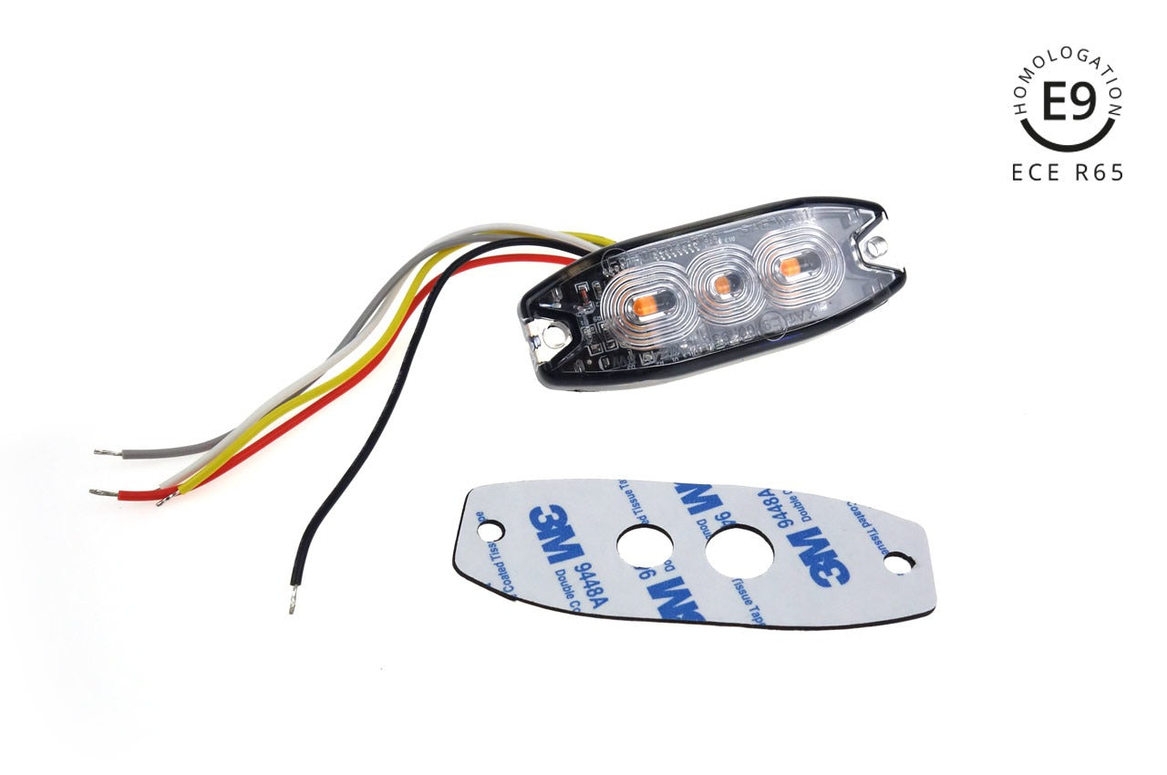 LED flitser - R65 - 4 flits patronen - 3-LED - Oranje - 12-24 Volt - IP67