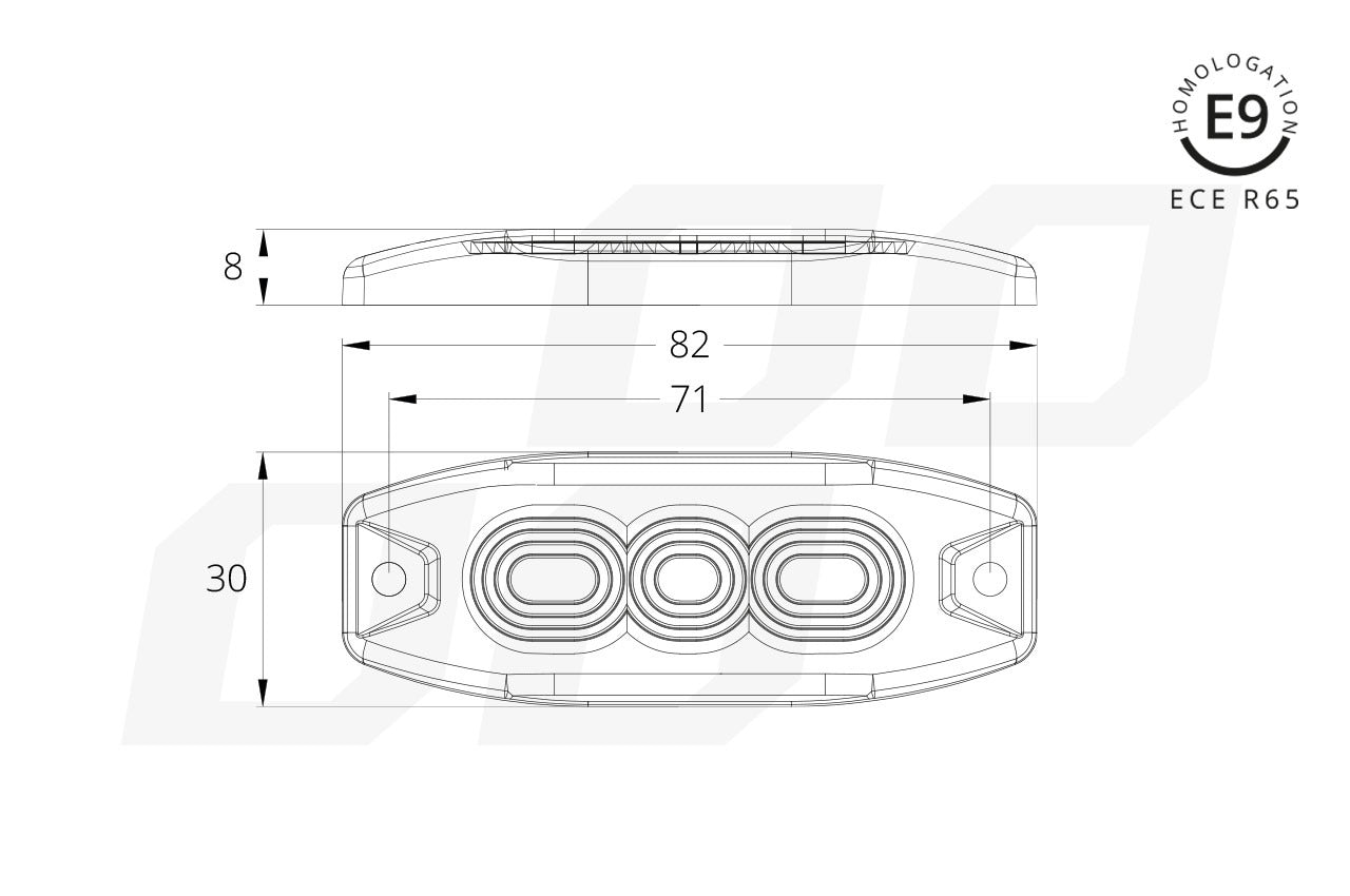LED flitser - R65 - 4 flits patronen - 3-LED - Oranje - 12-24 Volt - IP67