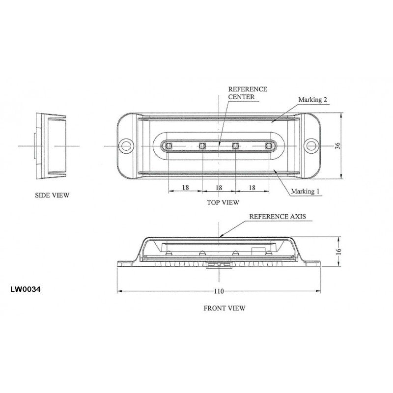 Bumper flitser - BLAUW - E keurmerk - R65 - 4 LED Compact - synchronisatie