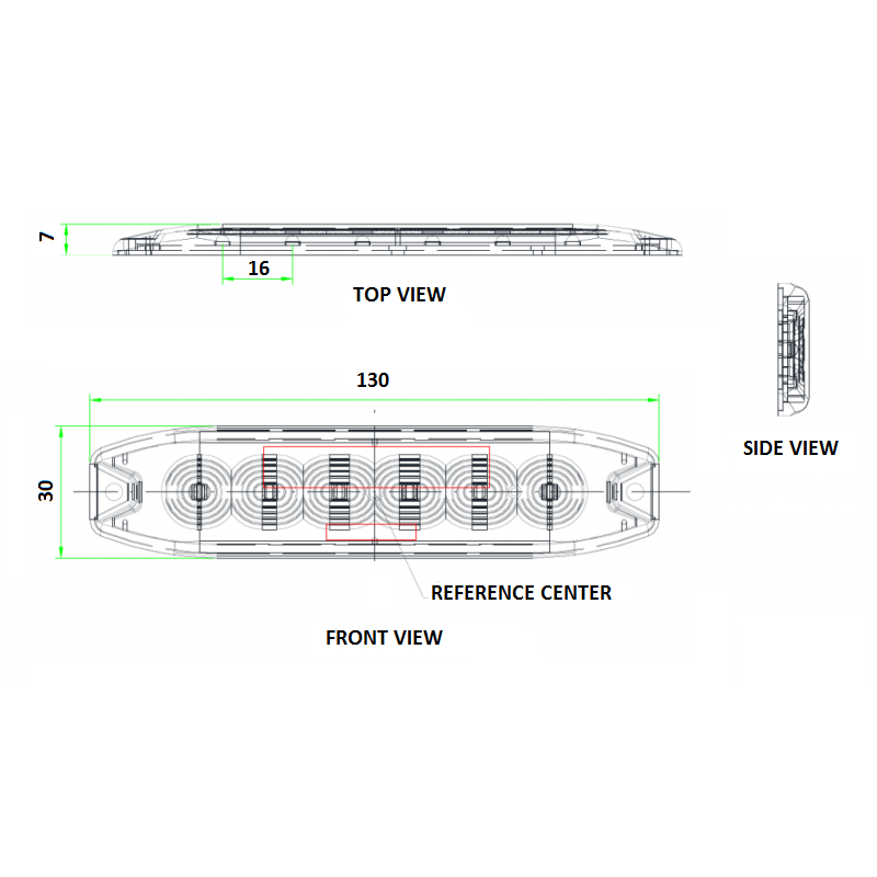 Ultra slim 6-LED Oranje flitser - R65 / R10 certificering E-markering
