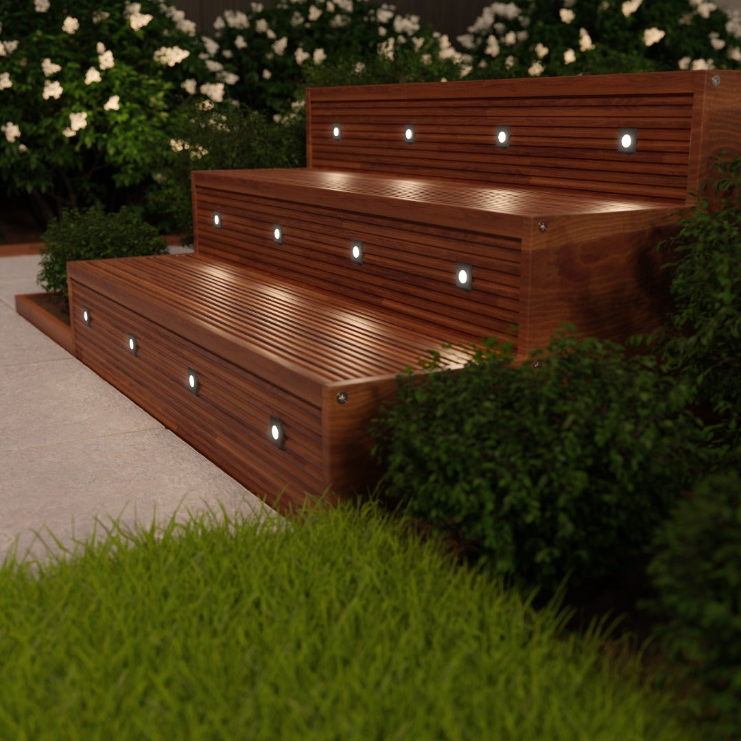 LED terrasverlichting - 6 x 6cm - 230V - Warm wit - zwart