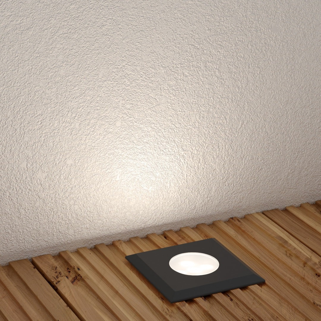 LED terrasverlichting - 6 x 6cm - 230V - Warm wit - zwart