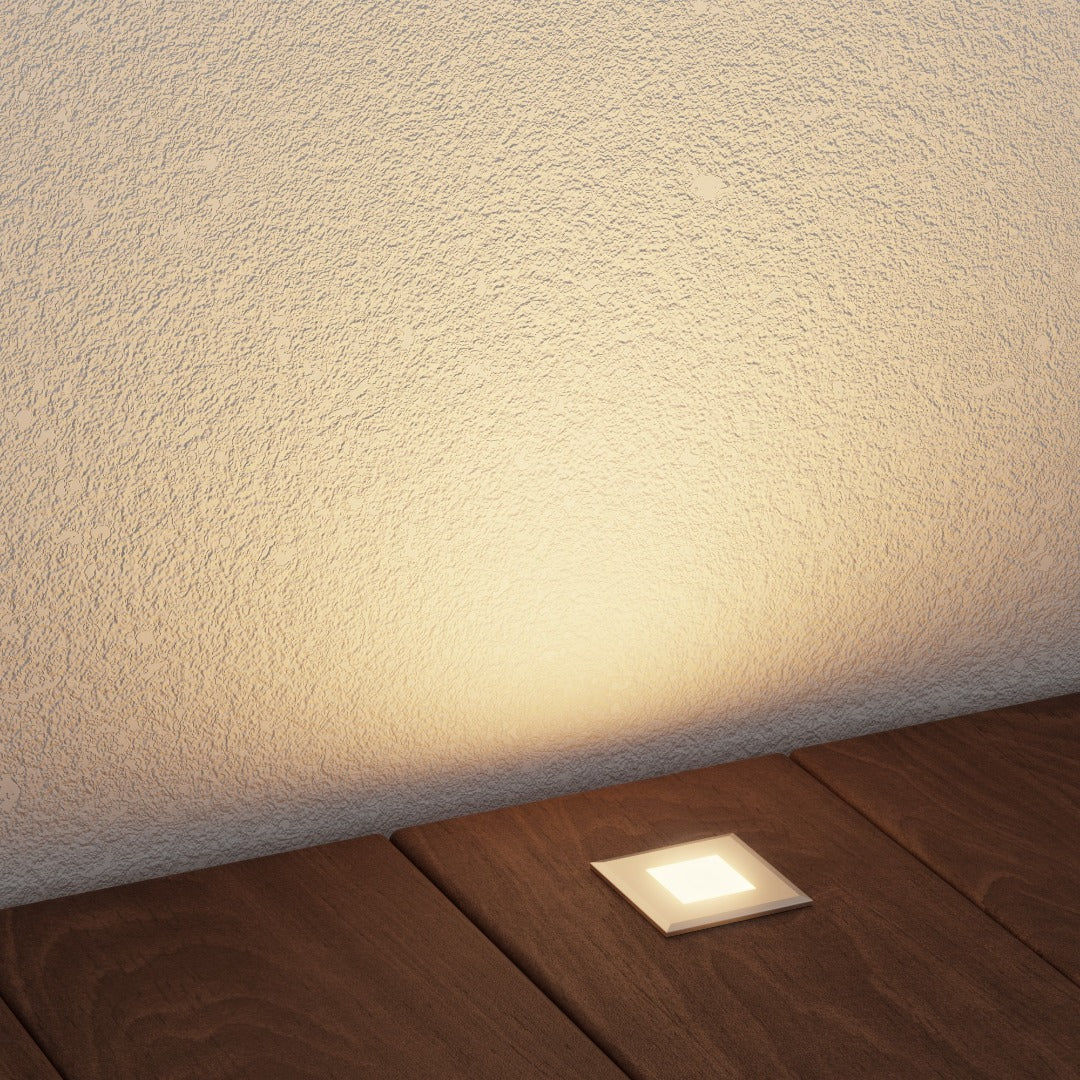 Applique murale carrée à LED pour terrasse - 3,4 x 3,4 cm - 230 V - Blanc chaud