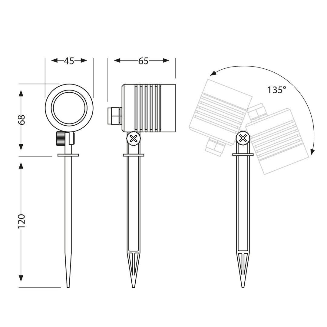 Spot de terre 230 V - Avec prise - Blanc froid - 4 W - 188 mm