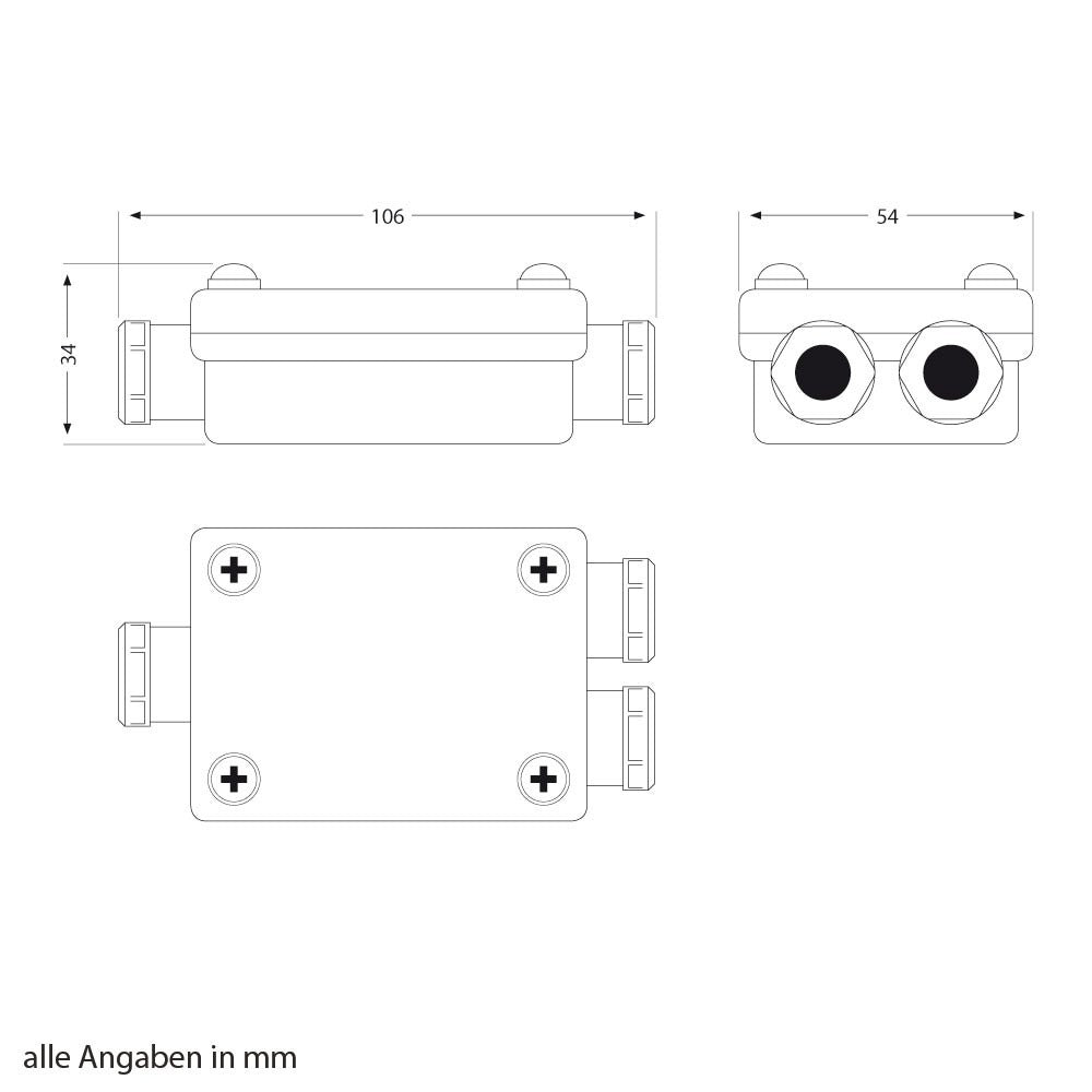 Aansluitbox - 3 voudig - IP68