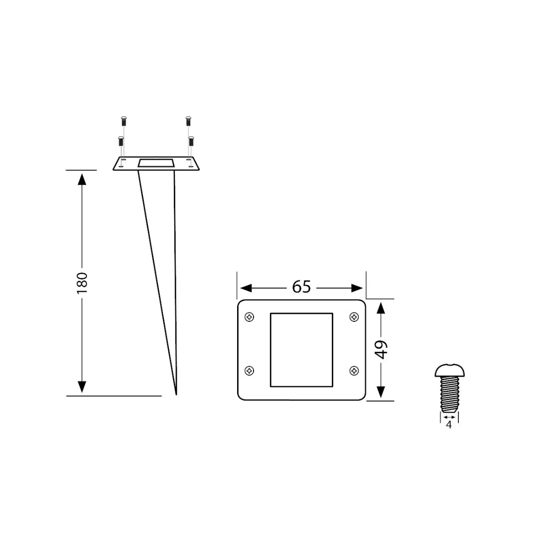 Stainless steel ground spike - 18cm - With mounting material