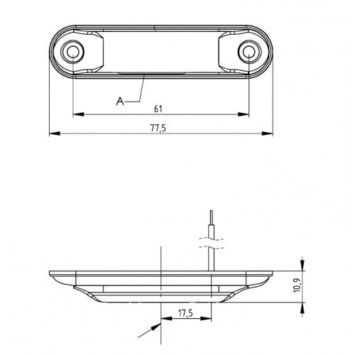 Zijmarkeringslicht - 12/24V - Rood - LD2329 - 75 x 11mm