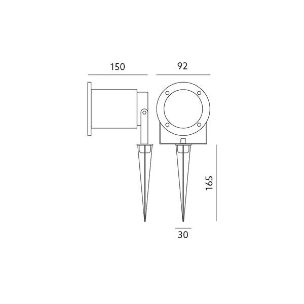 Spot LED encastré au sol - Culot GU10 - 92 mm