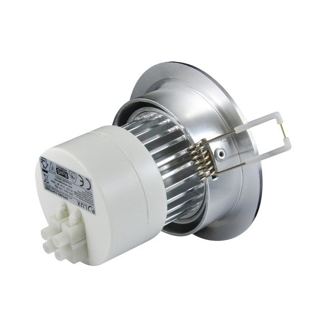 LED spot - compleet armatuur - RVS - rond geborsteld - warm wit-IP 40