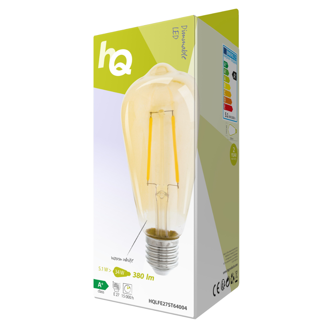 LED Vintage E27 - 5.1 Watt - Dimmable - 380 lumens - 2500K - HQ