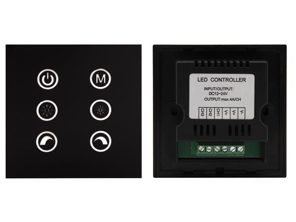 LED wandbediening Touch Panel RGB Multifunctioneel - Zwart LEDC12