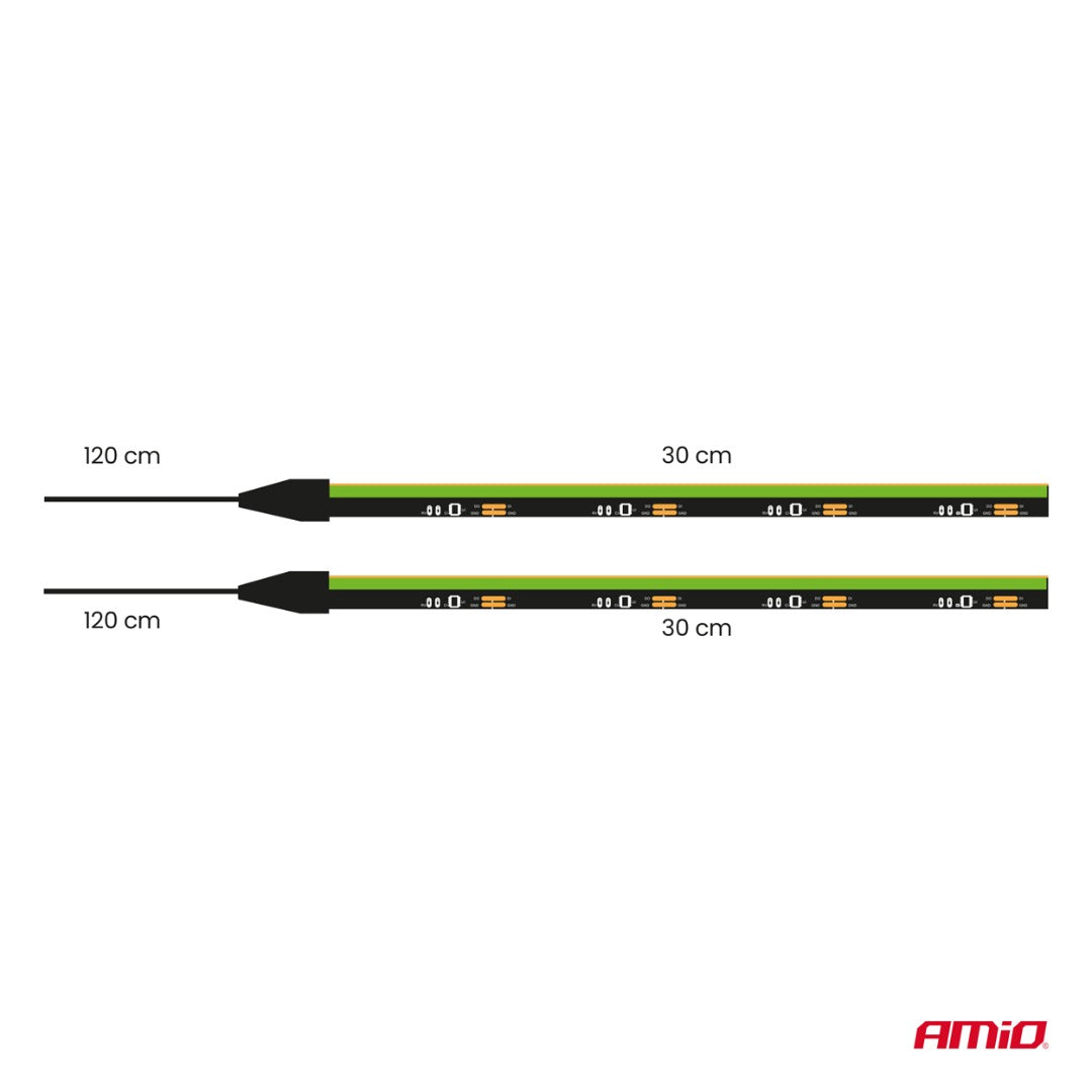 Flexibele LED COB-zijstrips – 12V – Groen licht – Auto interieurverlichting