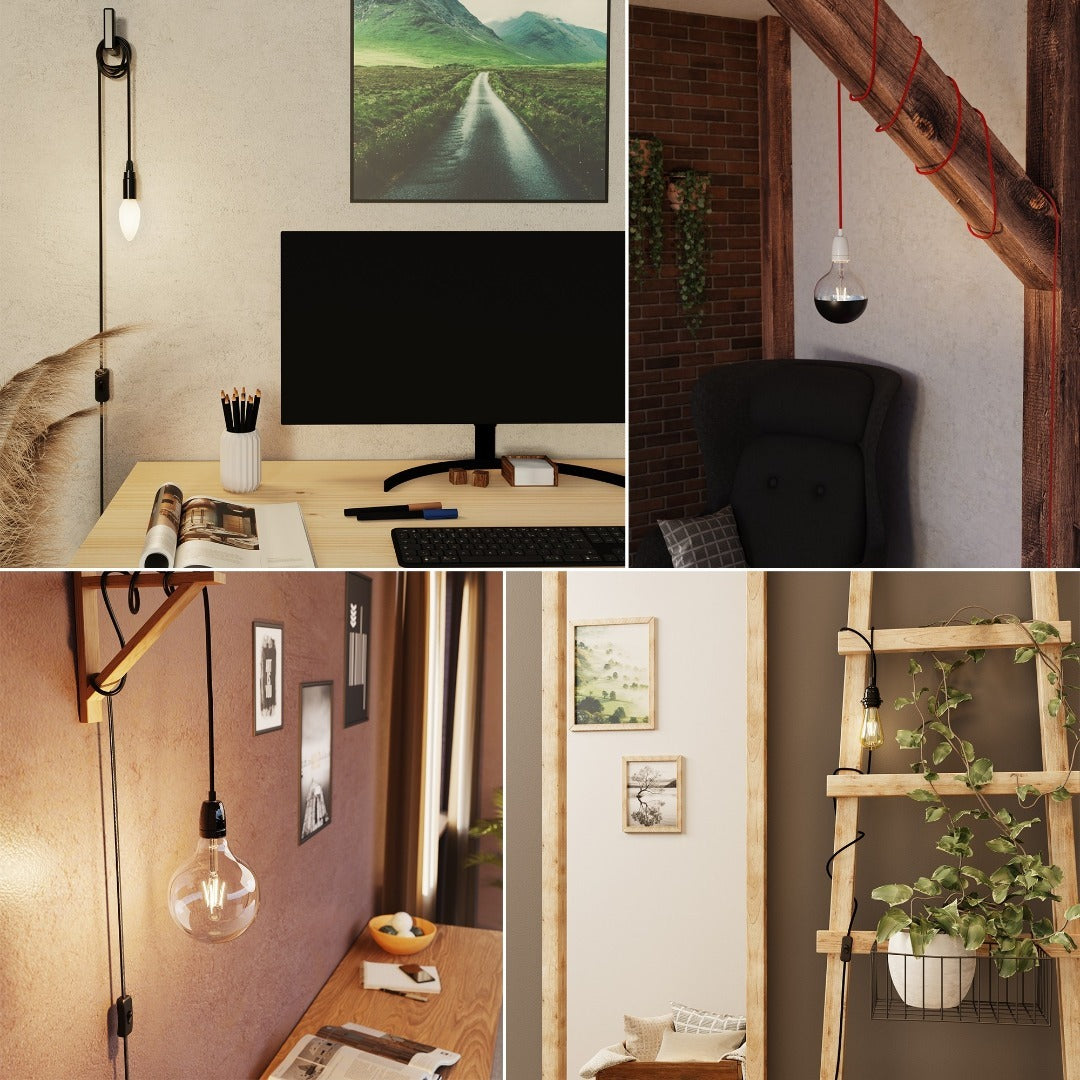 Suspension E27 - 3 mètres - Avec interrupteur - Noire