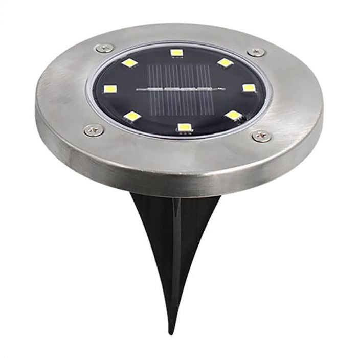 Solar 8 LED grondspot - 0,8 Watt - koud wit - schemersensor - set 4 stuks
