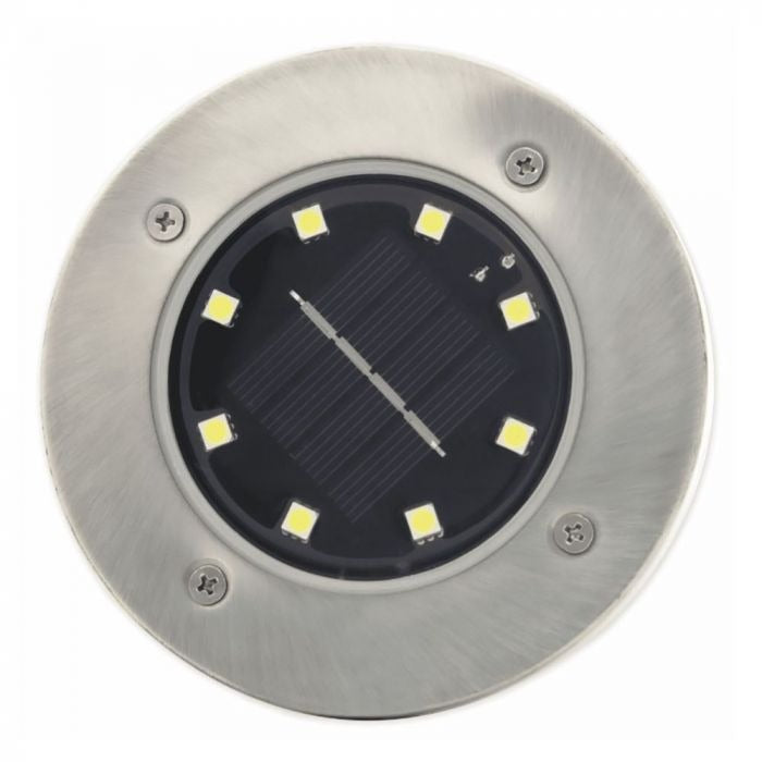 Solar 8 LED grondspot - 0,8 Watt - koud wit - schemersensor - set 4 stuks