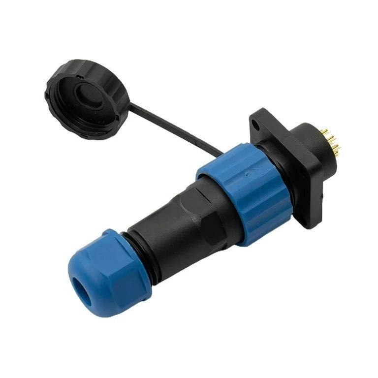 Connecteur mâle à base carrée - 24 V - étanche - 6 fils - IP68