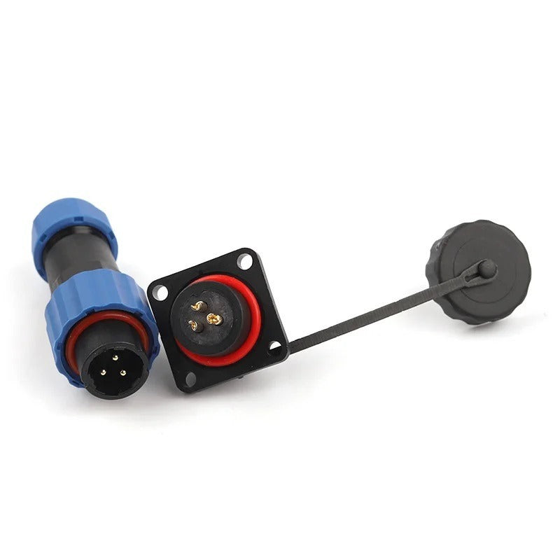 Connecteur mâle à embase carrée - 24 V - étanche - 3 fils - IP68