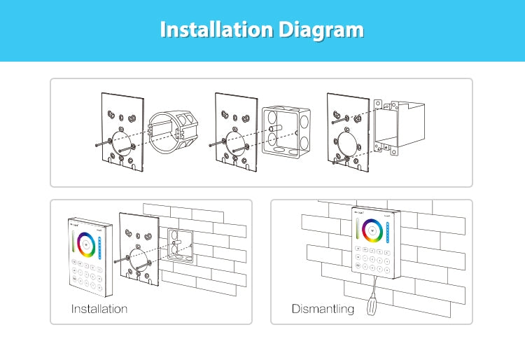 8-Zone RGB+CCT Smart Panel Remote Controller - B8 Mi-light 2.0
