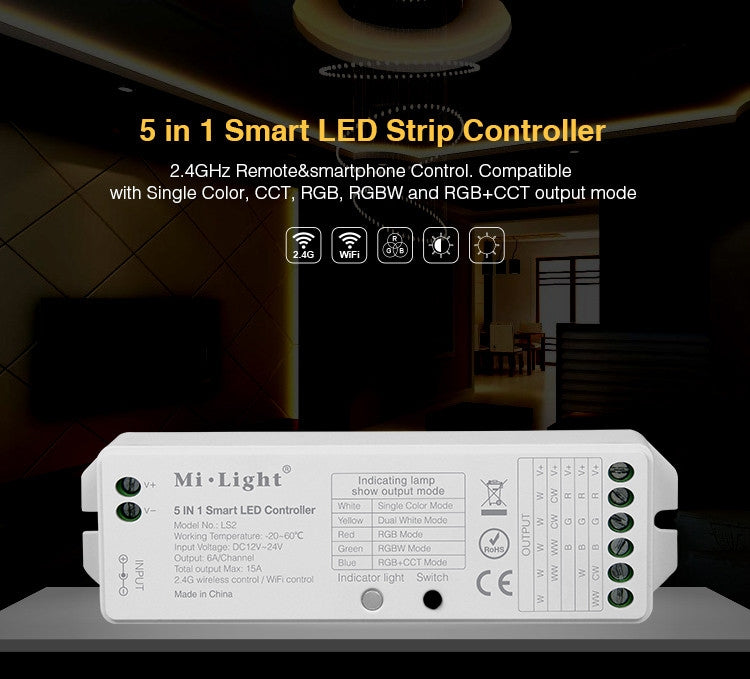 8-Zone Smart Receiver 5-in-1 2.4GHz LED Ontvanger - LS2 Mi-light 2.0