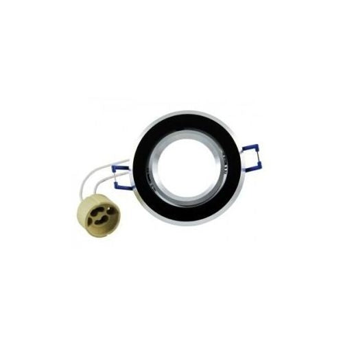 Inbouw spot GU10 - aluminium - rond armatuur - geborsteld - zwart/zilver 95mm