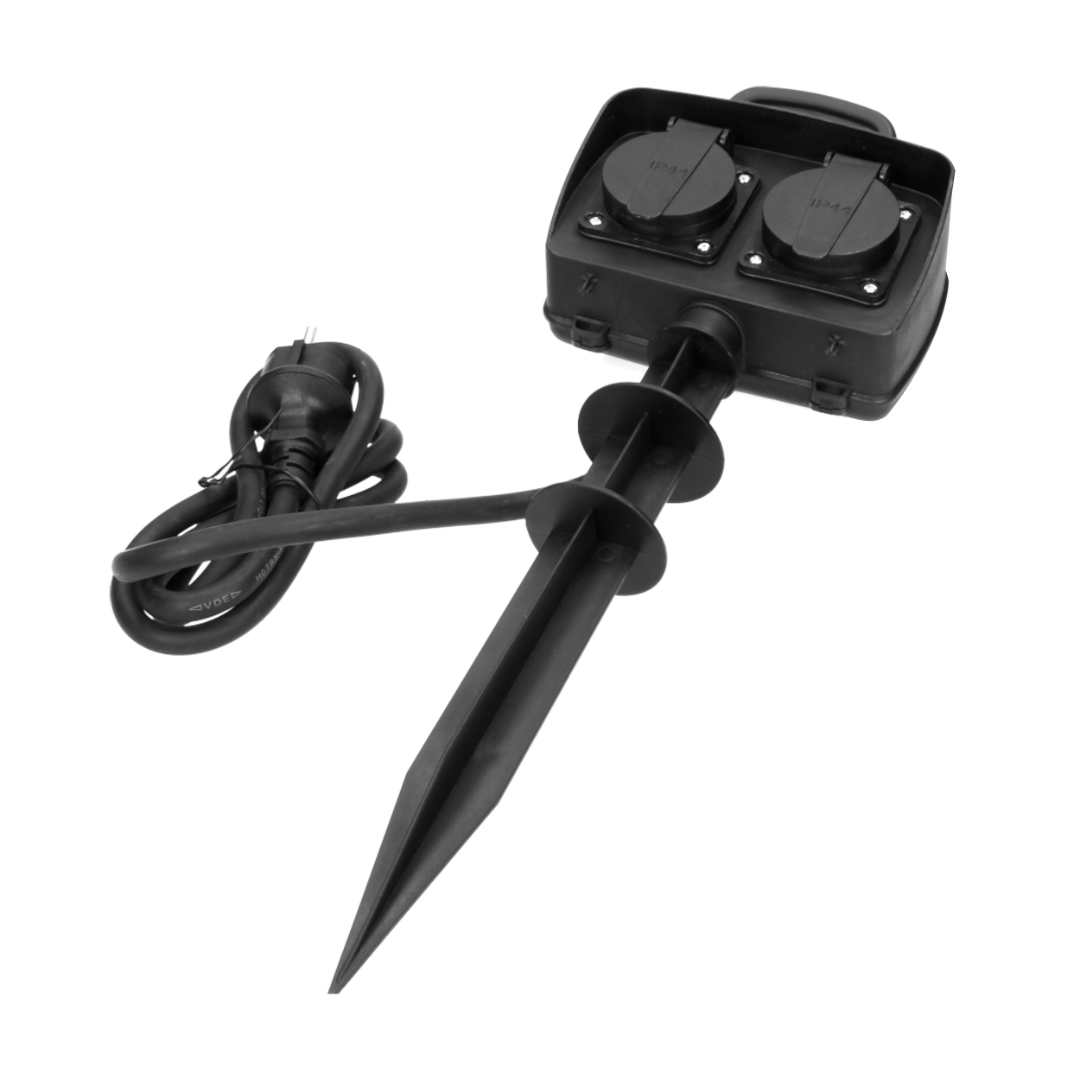 Duo stekkerdoos waterproof - 230V - Met prikpen en kabel
