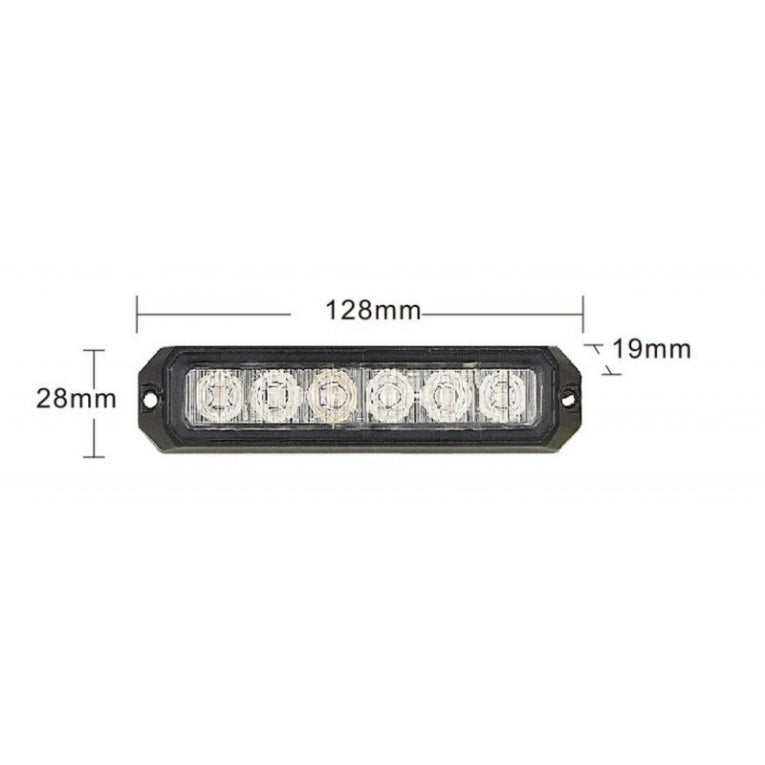 ORANJE bumper flitser - E keurmerk - R65 - 6 LED Compact - synchronisatie