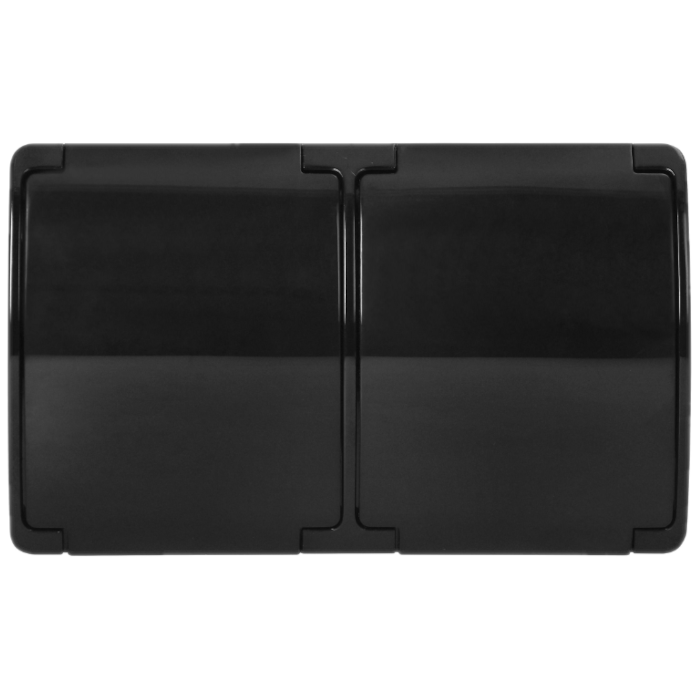 Stopcontact opbouw waterproof - Tweevoudig - Zwart