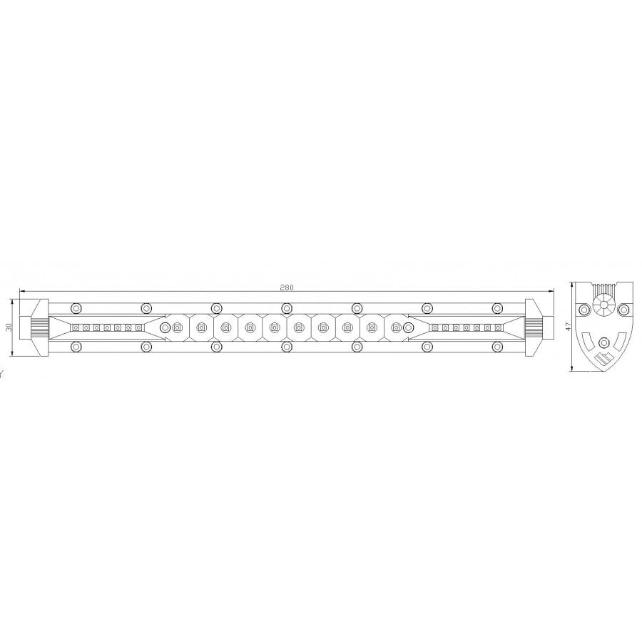 Mini LED bar - 36W - 24 LED - 1600 Lumen - 28cm