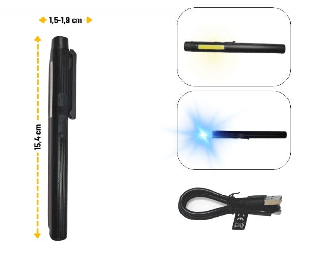 Tactische Zaklamp - 2x LED + UV - 15,4cm