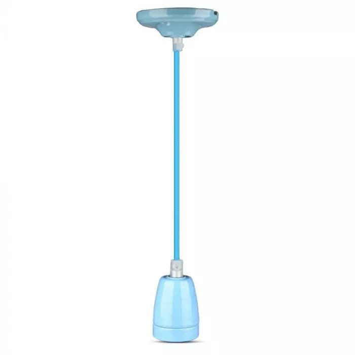 Suspension en porcelaine rétro - BLEUE - Douille E27