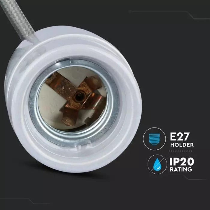 Lampe rétro en porcelaine grise - Douille E27 - Suspension