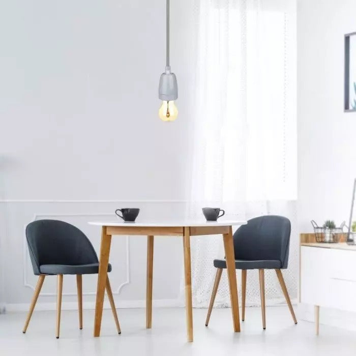 Lampe rétro en porcelaine grise - Douille E27 - Suspension