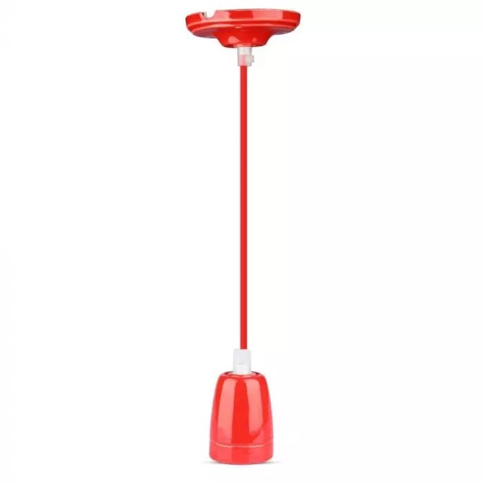 Retro porcelain lamp - RED - E27 fitting - pendant