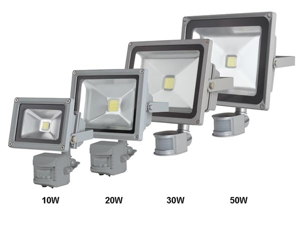 50W LED / PIR Schijnwerper Warm Wit 3200K grijze behuizing IP65