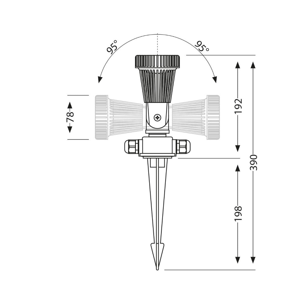 230V ground spot - GU10 fitting - 15 Watt - 390mm - Rotatable