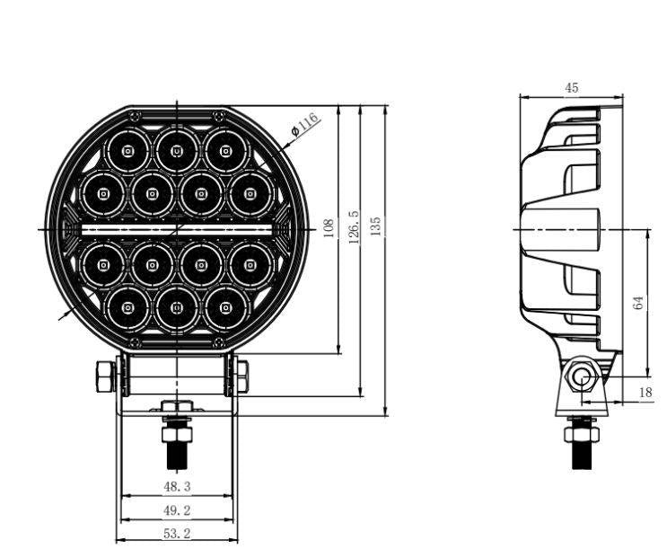 LED werklamp + COB strip - 14 LED - 1300 Lumen