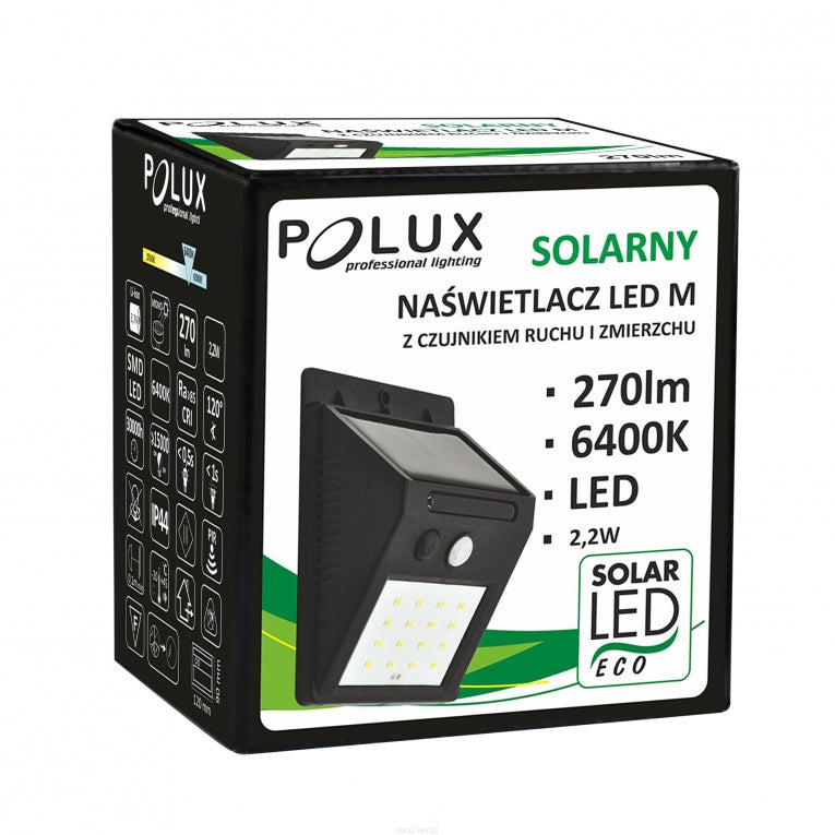 Solar Buitenlamp - LED 6400K 270lm - Polux Buiten Verlichting - Bewegingssensor